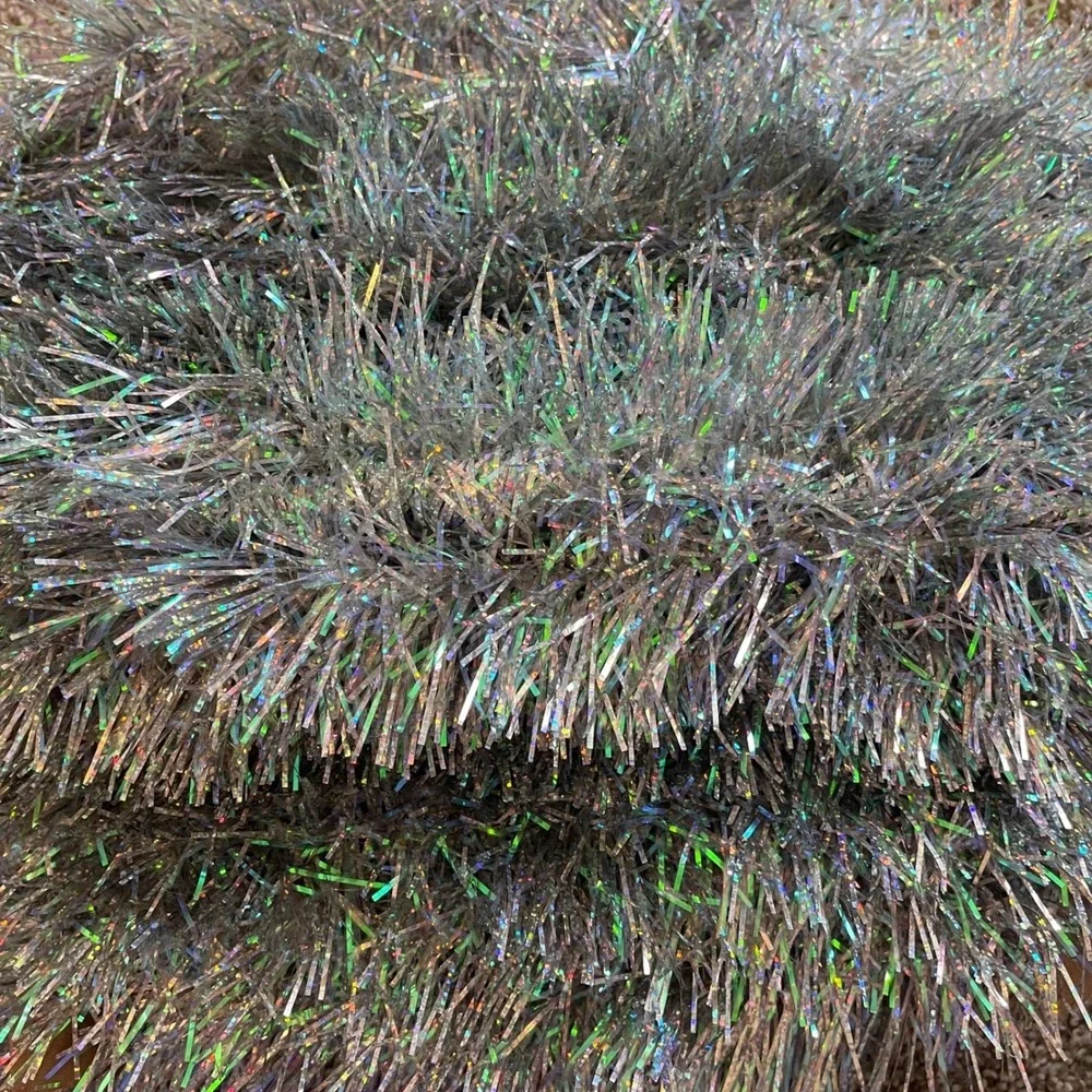 Vtg iridescent Double Glo Color Tinsel silver Garland 32' Christmas Tree‎